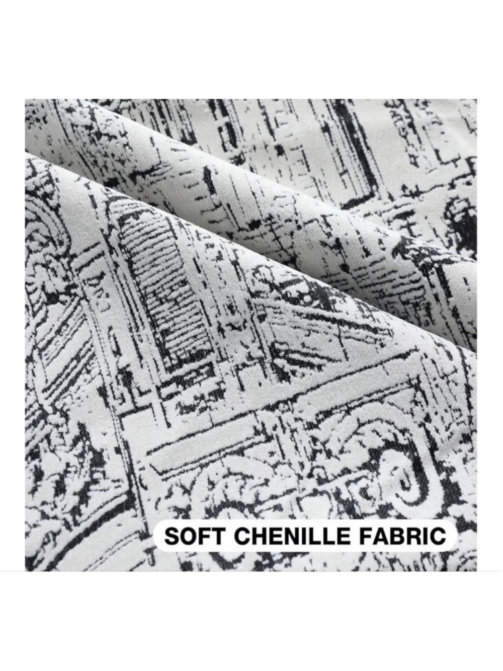 NEW Soft Set of 2 Architectural Throw Chenille Pillow Covers 18x18”